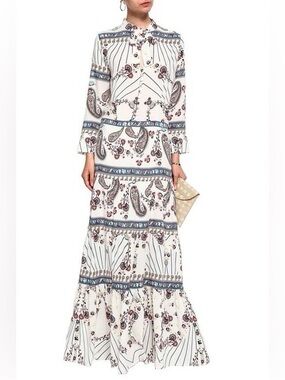Melissa Odabash White Paisley Printed Maxi Dress Size Medium